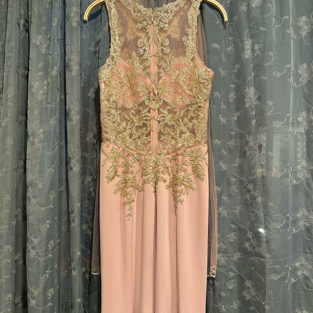 Elegant Pink and Gold Lace Dress